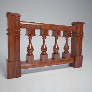 3D model wood balustrade
