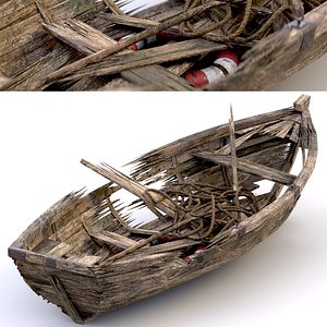 Old Broken Boat 3D model