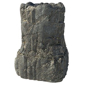 3D model black rock pillar