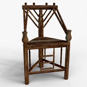 Traditional Rustic Wooden Chair 3D model