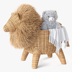 3D model RATTAN ANIMAL BASKET LION