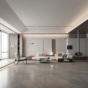 Wabi sabi living room living Room Fireplace  Hanging stove  Charcoal fire Modern sofa combination 3D