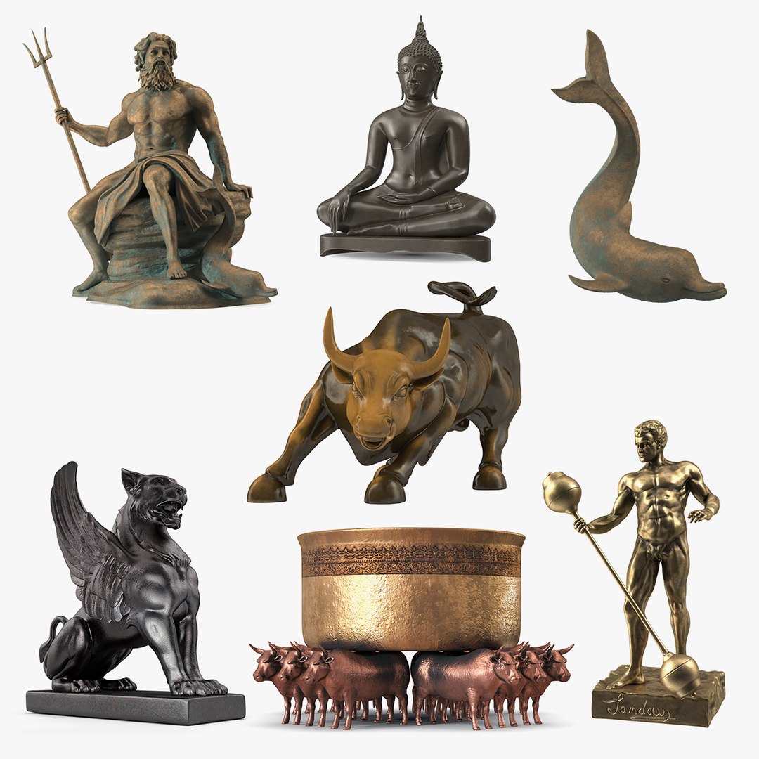 Bronze Sculptures Collection 5 3D model preview