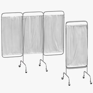 3D hospital privacy screen poses model