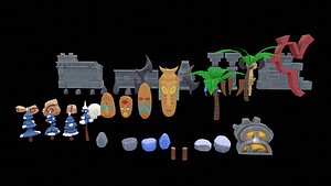 3D Stylized Pack environment Low-poly 3D model