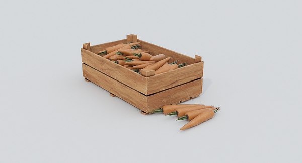 3D Wooden crate and carrots