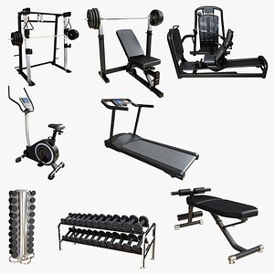 Premium 3D Gym Equipment Asset Pack - High-Poly Realistic Fitness Bundle model