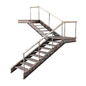 3D model metal stair handrail