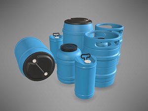 Lowpoly PBR Blue Plastic Barrels