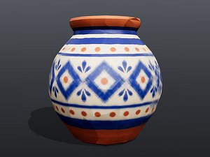 alavera Painted Clay Pot - Low Poly PBR