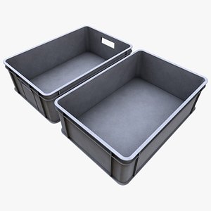 3D model Gray Plastic Storage Industrial Container