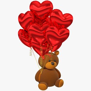 Teddy Bear with Balloons Collection V4 3D model