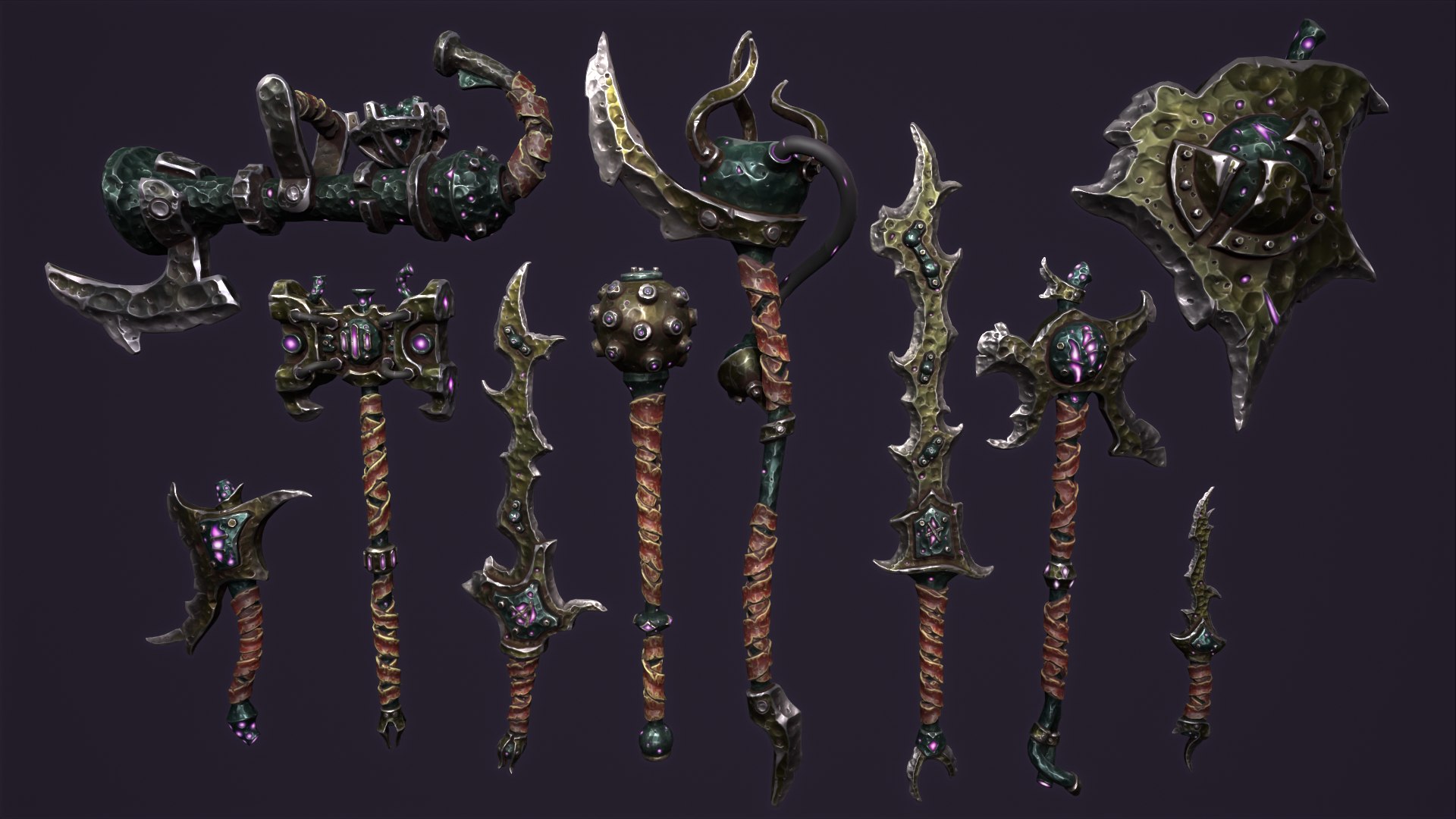 Fantasy brute weapon collection 3D model https://p.turbosquid.com/ts-thumb/TY/S3pG4v/yr/7/png/1658842859/1920x1080/fit_q87/39fa048a06adc2bb23aa0ae6b191d55a72264890/7.jpg