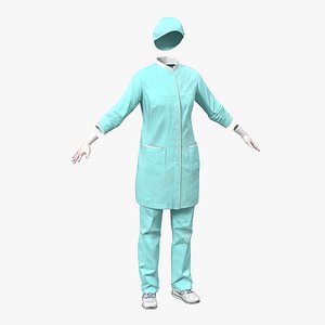 female surgeon dress blood 3d max