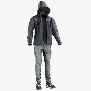 Jacket Pants TShirt Sneakers (2 sides cloth)
