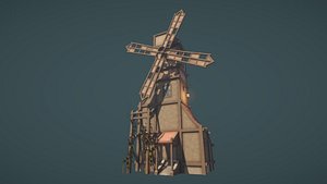 3D low-poly windmill model