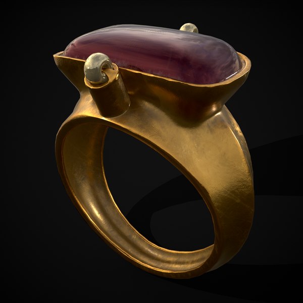 Ruby Pearl Gold Ring 3D