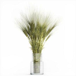 Bouquet of wildflowers from green ears of wheat 397 model
