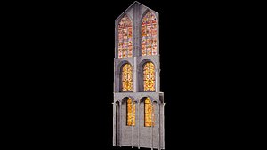 3D Cathedral Transept Big Stained Glass Wall - ONLY model