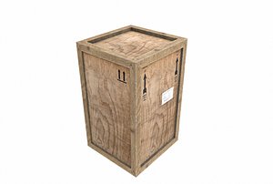 3D old wooden cargo crate
