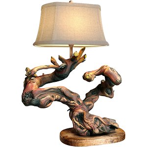 Rustic Nightstand table lamp made of driftwood tree branches 3D model 3D model