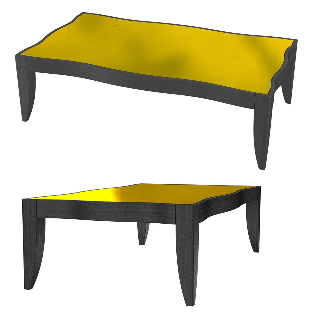 Custom Made Coffee Table With Gold Glass Top 3D Model TurboSquid 2058560