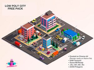 Cartoon Lowpoly City Free Game Pack