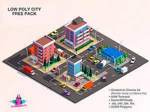 Cartoon Lowpoly City Free Game Pack