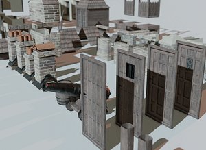 Medieval Modular Town House Asset Set 3D model