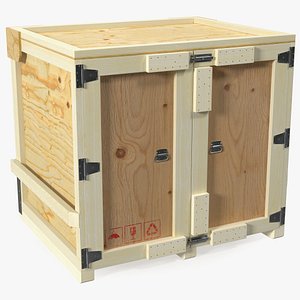 3D model Square Wooden Double Door Shipping Crate