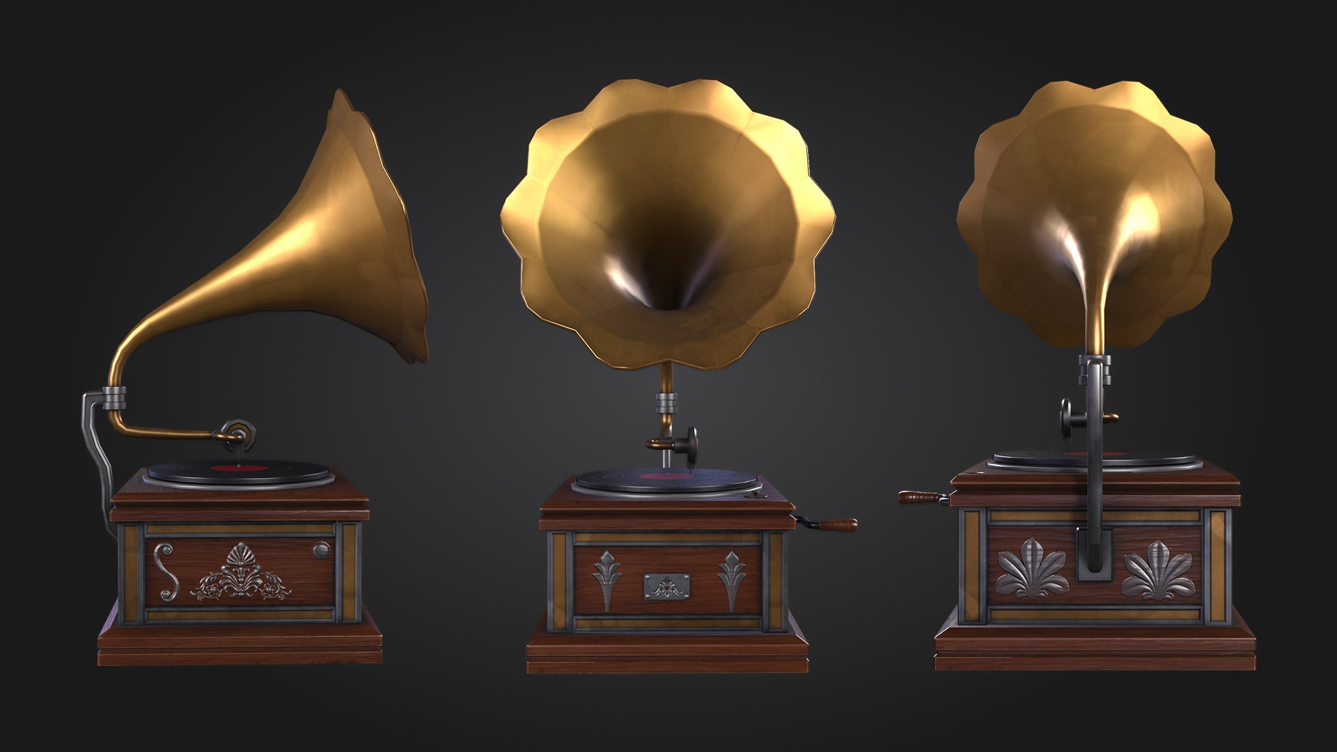Gramophone model https://p.turbosquid.com/ts-thumb/TZ/nQcJ3E/XJ/img_5/jpg/1742415167/1920x1080/fit_q87/8d75b6edc31268be80c1cb00ec042c52ecfb48ed/img_5.jpg