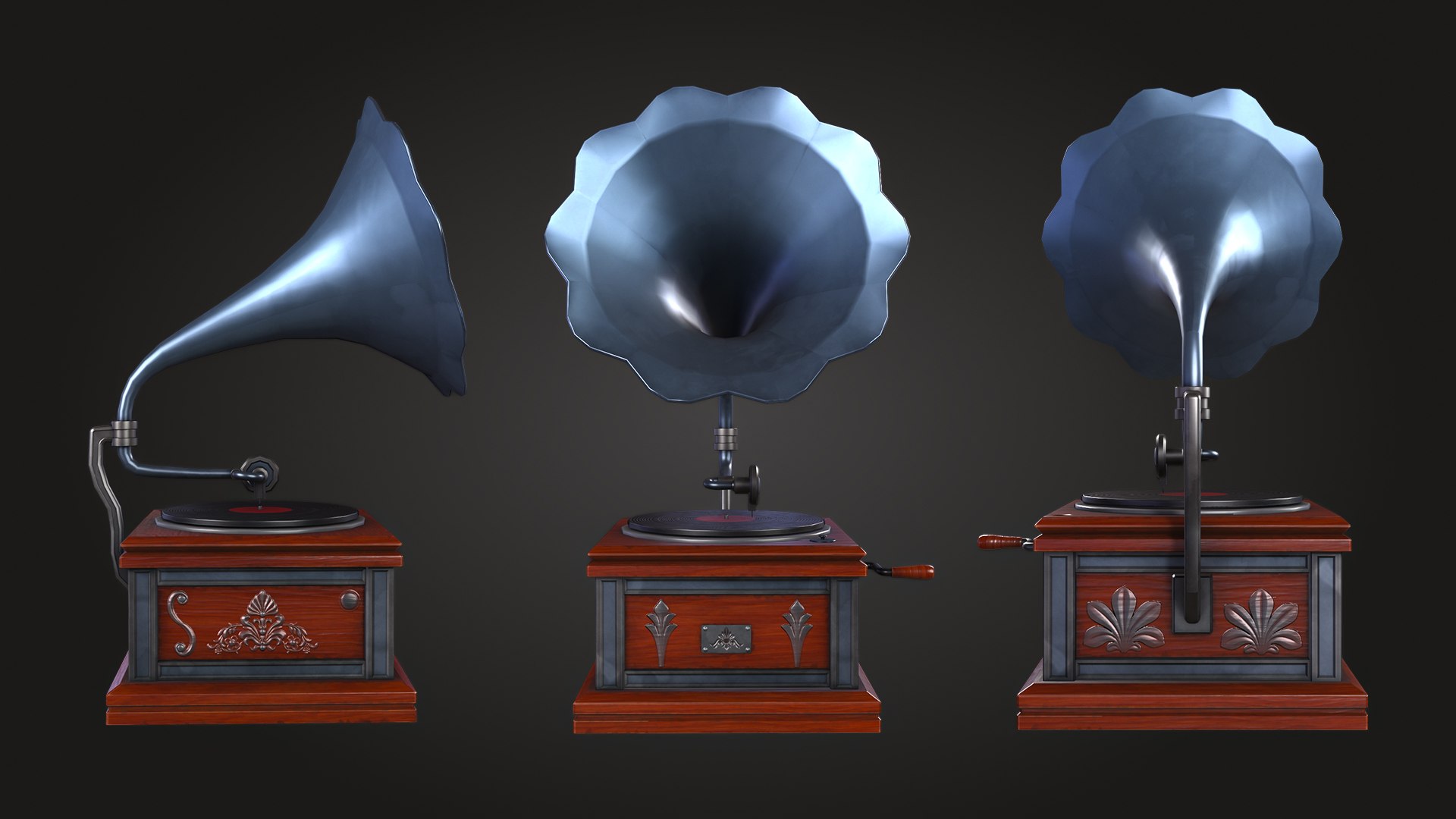 Gramophone model https://p.turbosquid.com/ts-thumb/TZ/nQcJ3E/k3/img_6/jpg/1742415168/1920x1080/fit_q87/60872a5750814256b0b52d6d653e50974f84ca26/img_6.jpg