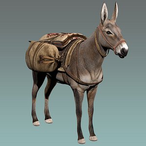Donkey Rigged Low-poly