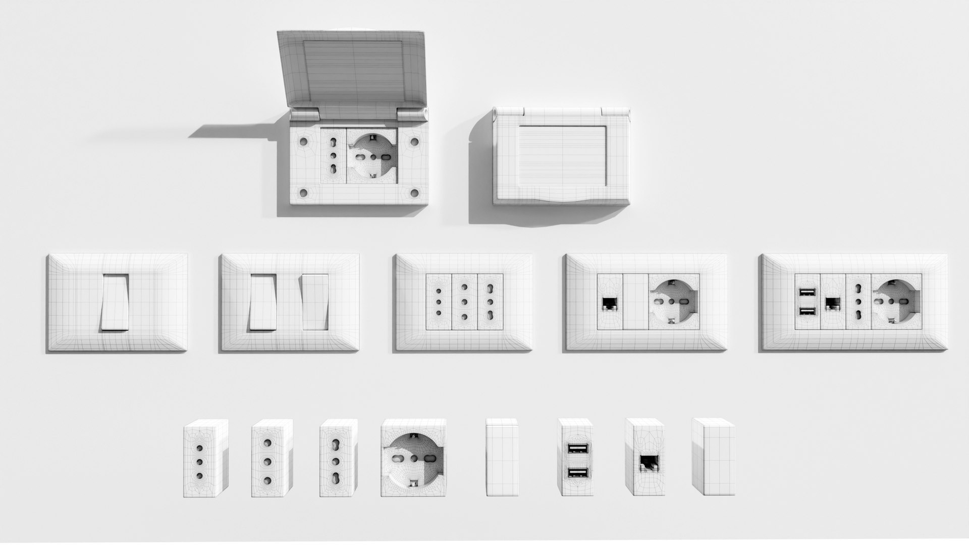 Italian Electrical Sockets Collection Model TurboSquid 2056644