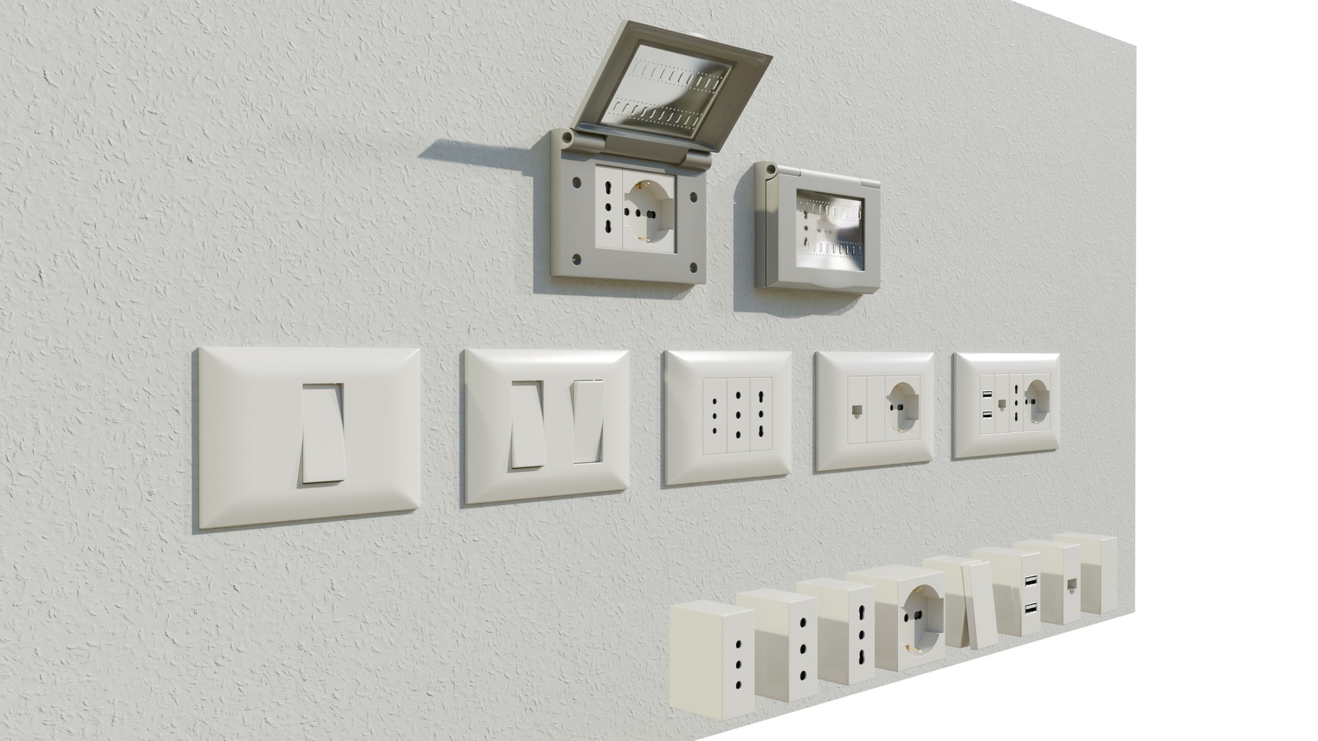 Italian Electrical Sockets Collection Model - TurboSquid 2056644