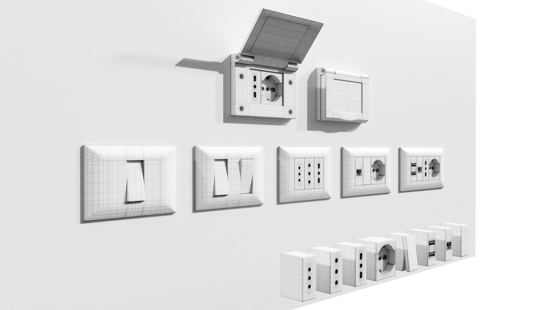 Italian Electrical Sockets Collection Model TurboSquid 2056644