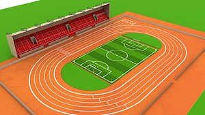 Running Track Sports Field - Low Poly Set