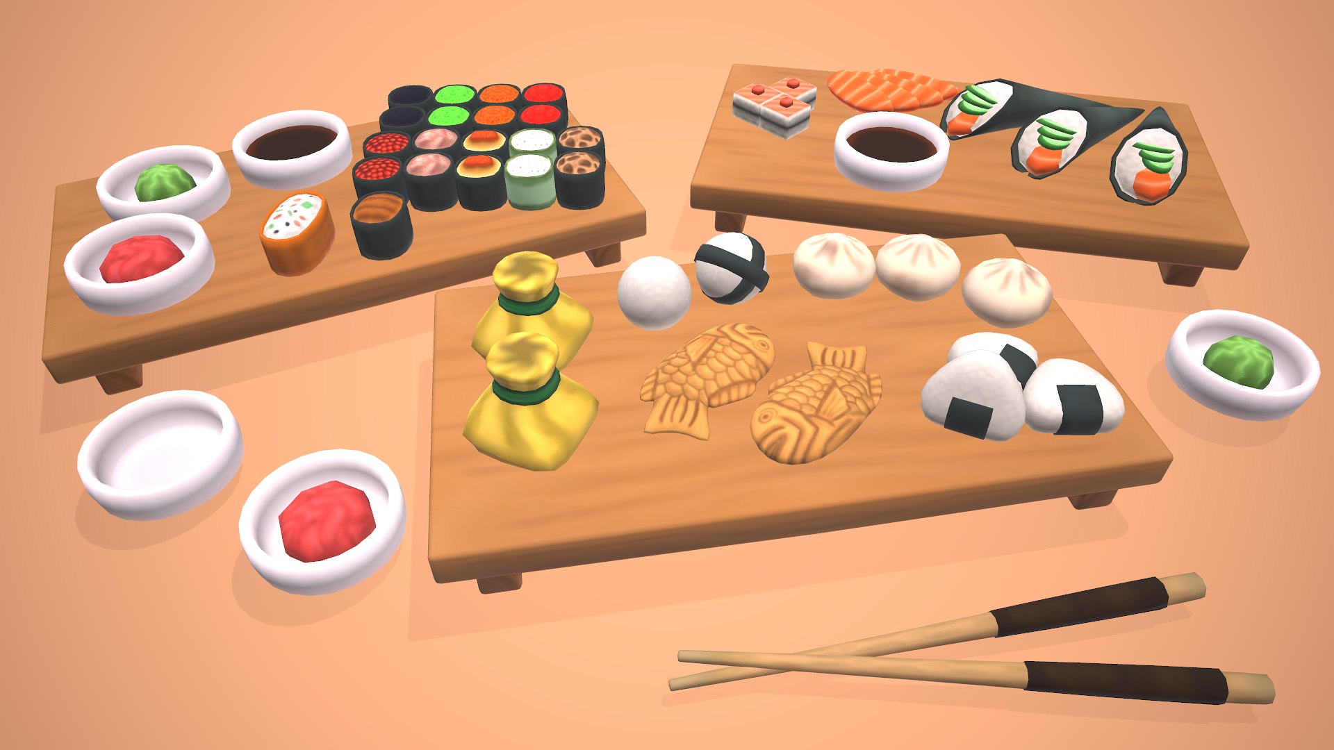 3D Model Sushi - Stylized Food Pack - TurboSquid 1900781