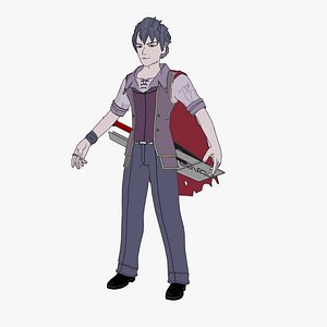 3D Rigged Qrow RWBY Character 3d model