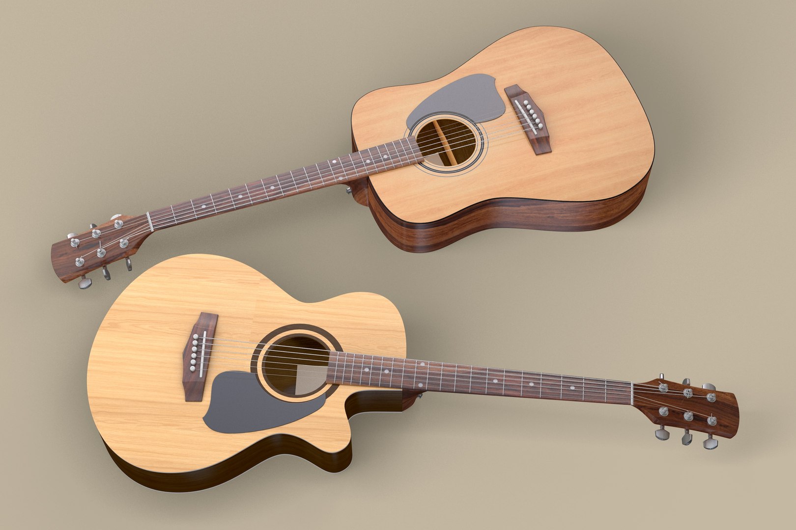 3D Classic Acoustic Guitars Model - TurboSquid 2234047