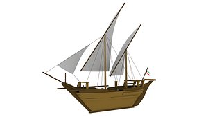 Traditional Arabian Dhow Boat 3D