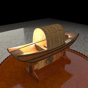 Chinese wooden  boat 3D model