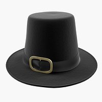 Black Pilgrim Costume Hat with Buckle