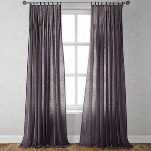 pinch-pleat curtains 3D model