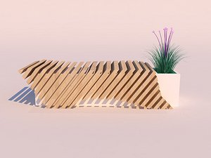 modern wooden bench 3D model