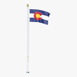 USA States colorado Flag Stand Pole Animated 3D
