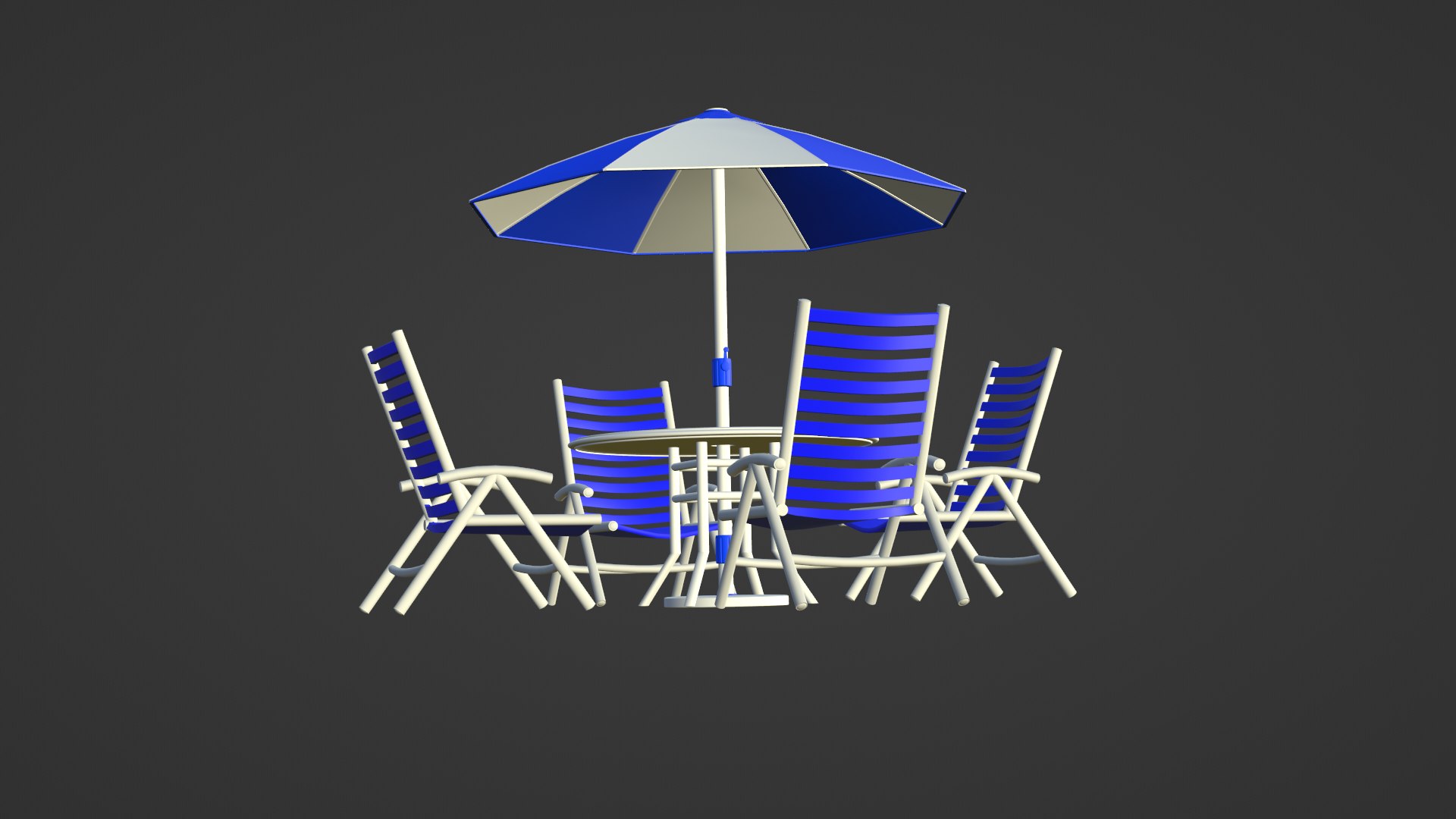 3D Patio outdoor table with chairs and umbrella https://p.turbosquid.com/ts-thumb/Ta/qQP3YA/D6/furniture_set_patio_blue_7/png/1655660988/1920x1080/fit_q87/9059954cf15eca7fa18729b534363ad643047efd/furniture_set_patio_blue_7.jpg