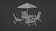 Table d'extérieur de patio avec chaises et parasol