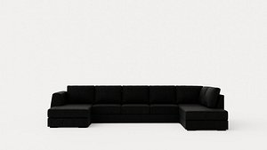 Trendroom Optus U Sofa Large With Divan Left Black