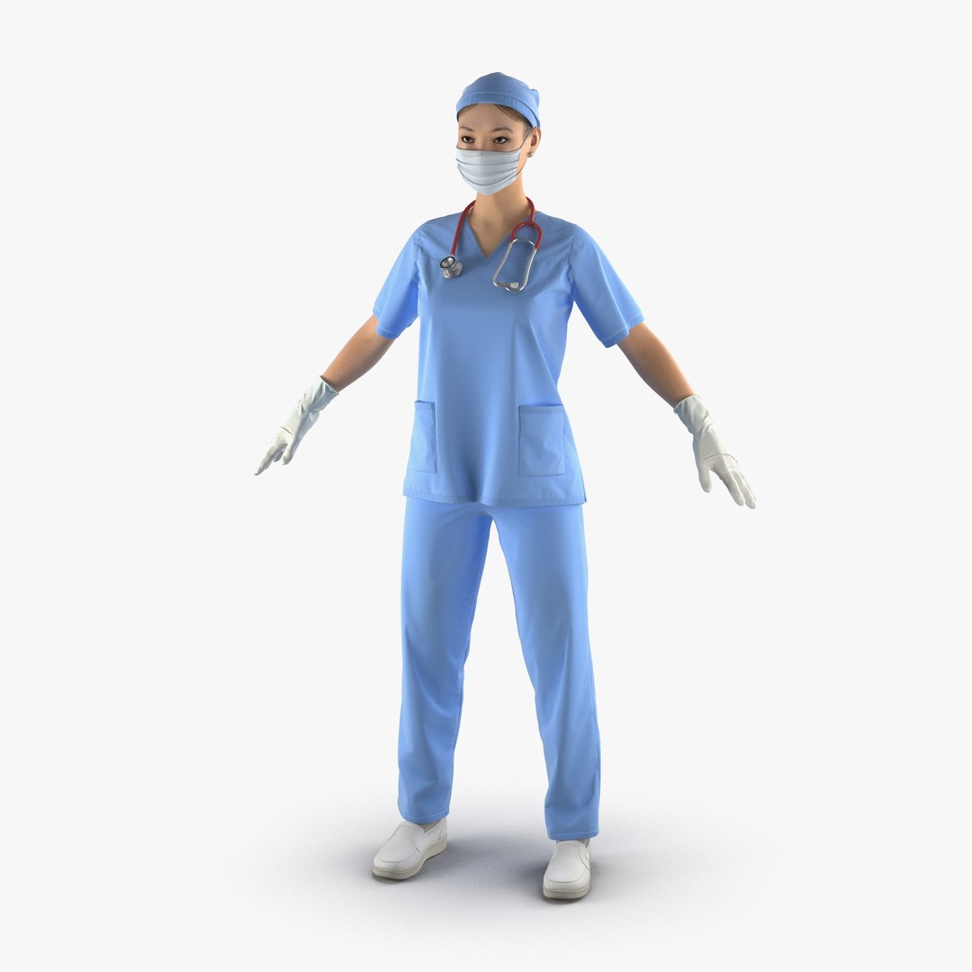 Asian Female Surgeon 3D model preview